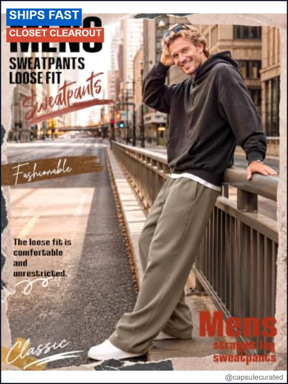 4 Pack Men's Baggy Wide Leg Sweatpants with Drawstring Cotton Spandex